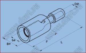 FRD5.5-195 (F5,5B(5)) наконечник изолированный пулевидный (гнездо), для провода A.W.G. 12-10 сечением 4,0…6,0 кв.мм., ток 24А; s=4,0…6,0кв.мм; A.W.G. 12-10; I max=24А; желтый