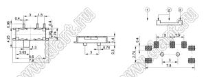 MSK-12C02 (IS-1290A, CUS-12B) переключатель движковый угловой 1P2T миниатюрный для поверхностного монтажа