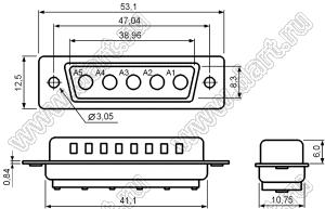 C5W5P0000100000 корпус комбинированного D-SUB разъема (вилка); 0; 5