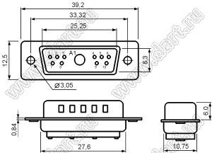 11W1P0000100000 корпус комбинированного D-SUB разъема (вилка); 10; 1