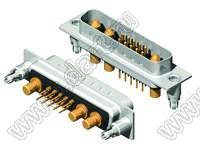 DS1033-03-M (13W3PPV22140000) вилка прямая D-SUB на плату с мощными контактами, 10+3 контакта