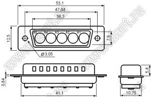 C5W5S0000100000 корпус комбинированного D-SUB разъема (розетка); 0; 5