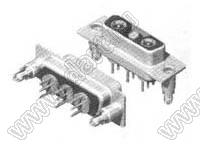 3W3CS0CVxy50D00 розетка D-SUB комбинированная с коаксиальными контактами прямая; 3_увелич.конт.; приклепанная стойка 4-40 UNC с защелкой в плату