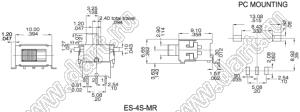 ES-4S-MR-H (SPDT) переключатель герметичный сверхминиатюрный движковый для поверхностного (SMD) монтажа (ВКЛ-ВКЛ); SPDT; ON-ON