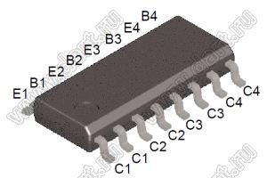 MMPQ6700 (SOIC-16) complementary тразистор; Complementary; Iк=0,2А; Uкэо=40В; hFE min.=70 (min); F=200МГц; Pd=1mW