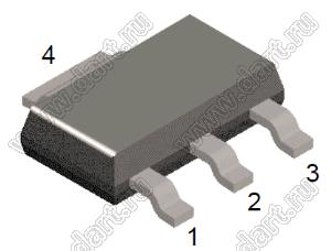 NZT751 (SOT-223) транзистор биполярный широкого применения; PNP; Uкэо=60В; Uкбо=80В; Iк=4А (макс.); h21= (макс.)