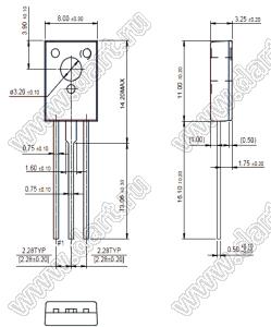 BD235 (TO-126) транзистор биполярный широкого применения; Uкэ=60В; Uкбо=60В; Iк=2А; h21=40...