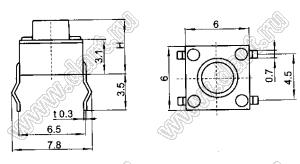 TSCB6643-320AH кнопка тактовая на размыкание