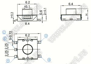 TSTPCB043-360AH кнопка тактовая на переключение