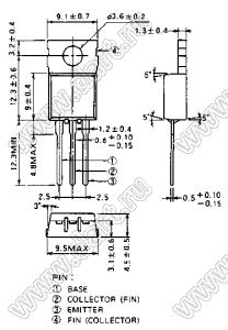 FJP1943 (TO-220AB) транзистор биполярный широкого применения; Uкэ=-250В; Uкбо=-250В; Iк=-17А; h21=55...160