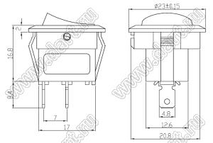 SC777-6VBH-20G-6A переключатель клавишный круглый со светодиодной подсветкой