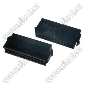 3000HM-2x12P-1 (Micro-Fit 3.0™ MOLEX 43020-2400, MF30-HMD1-24, 5561-24, MMF 2x12 F, MF3-24F, WW300-M2x12) колодка на кабель (вилка) двухрядная с защелками в панель; шаг 3,0мм; P 3,00мм; 2x12-конт.