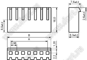 2220H-05 (PHU-5, A3961-05Y, Molex 0009503-0500, DS1072-05FCT) корпус розетки на кабель, шаг 3,96 мм, 5 контактов; шаг 3,96мм; нейлон-66; 5-конт.