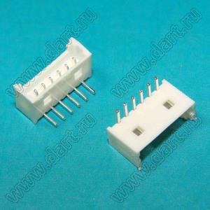 A1251-06AW (PicoBlade™ MOLEX 53048-0610) вилка однорядная угловая на плату; шаг 1,25мм; 6-конт.