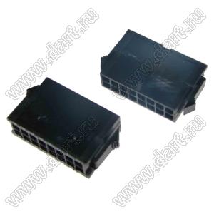 3000HM-2x08P-1 (Micro-Fit 3.0™ MOLEX 43020-1600, MF30-HMD1-16, 5561-16, MMF 2x8 F, MF3-16F, WW300-M2x8) колодка на кабель (вилка) двухрядная с защелками в панель; шаг 3,0мм; P 3,00мм; 2x8-конт.