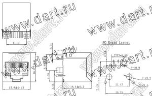 5211-88-100-101-L-SOCKET разъем модульный на плату 8P8C