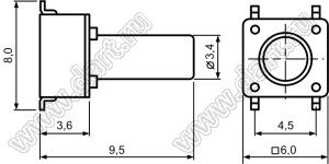 TD-06XE-X (IT-1102WD) кнопка тактовая SMD; 6,0x6,0x9,5мм