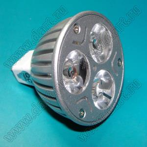 MR16-CW-12/3 лампа светодиодная 3Вт; MR16 (GU5,3); 3LEDs; Uп=DC12V; P=3Вт; белый холодный