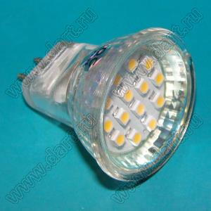 MR11-WW-220 лампа светодиодная; MR11; 14LEDs; Uп=AC110V-AC220V 50/60Hz; P=1Вт; белый теплый