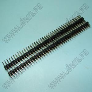 2213DI-80G-1500 (2x40) вилка штыревая открытая прямая с двойным изолятором двухрядная на плату для монтажа в отверстия; шаг 2.54мм; P=2,54x2,54мм; 2x40-конт.; L=15,0мм