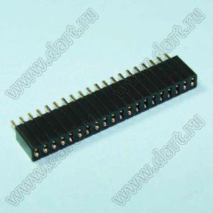 2206SA-20G-46 (PBS1.27-20, DS1065-01-1x20) гнездо однорядное прямое; P=1,27мм; H=4,6мм; 20-конт.