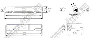 BT99-2160UFD(S) pLCC 020 ЧИП светодиод с боковым излучением; типоразмер PLCC 020; розовый; X=0,38; IV=220мКд; Y=0,18; 2θ½=120°