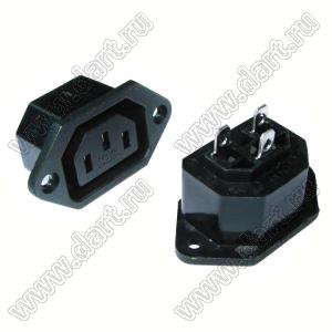 SP-864C2 (R-302, 2608) 10A розетка IEC60320(C13) сетевого питания на винтах на панель; I=10А