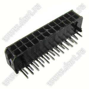 3000WR-2x12P (Micro-Fit 3.0™ MOLEX 043045-2400, MFGK-24, 5561R-24, MF3-24MRA, WW300-R2x12) вилка на плату двухрядная угловая; шаг 3,0мм; 2x12-конт.