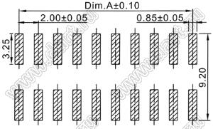 2207BR-04G-SM (C6813-04BDGHNTR) розетка прямая двухрядная с боковым входом на плату для поверхностного (SMD) монтажа; шаг 2.00x2.00мм; 4-конт.