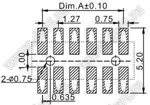 2200SB-06G-SM-36-PCG розетка прямая двухрядная (гнездо) на плату для поверхностного (SMD) монтажа с направляющими и захватом, шаг 1,27x1,27мм, h=3,6мм; 2x3конт.
