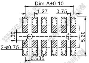 2200SB-066G-SM-23-PG (24200233CWG1MUT01) розетка прямая двухрядная (гнездо) для поверхностного (SMD) монтажа с направляющими на плату; P=1,27x1,27мм; 66-конт.