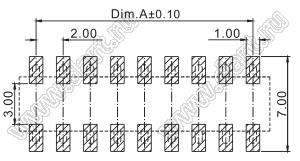 2207SM-54G-24 (2x27) розетка прямая двухрядная (гнездо) на плату для поверхностного (SMD) монтажа, шаг 2,00 x 2,00 мм, высота 2,4 мм, 2x27 конт.