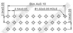 2234S-018G-85 (3x6) розетка трехрядная прямая (гнездо) на плату для монтажа в отверстия, шаг 2,54 x 2,54 мм, 3х6 конт.