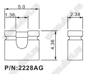 2228AG (MJ-C-4,4) мини джампер открытый, длина 4,36 мм, шаг 2,54 мм