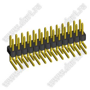 2213R-26G (PLD-26R) вилка открытая угловая двухрядная на плату для монтажа в отверстия; шаг 2.54мм; P=2,54мм; 26-конт.