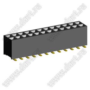 2207SM-24G-45 (2x12) (PBD2-24SM, Molex 78788-2424) розетка прямая двухрядная (гнездо) на плату для поверхностного (SMD) монтажа, шаг 2,00 x 2,00 мм, высота 4,5 мм, 2x12 конт.; P=2.00x2.00; 24