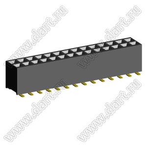 2207SM-28G-45 (2x14) (PBD2-28SM, Molex 78788-2824) розетка прямая двухрядная (гнездо) на плату для поверхностного (SMD) монтажа, шаг 2,00 x 2,00 мм, высота 4,5 мм, 2x14 конт.; P=2.00x2.00; 28