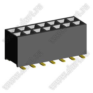 2207SM-14G-45 (2x7) (PBD2-14SM, Molex 78788-1424) розетка прямая двухрядная (гнездо) на плату для поверхностного (SMD) монтажа, шаг 2,00 x 2,00 мм, высота 4,5 мм, 2x7 конт.; P=2.00x2.00; 14S-