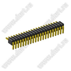 2206RPA-21G (PLL1.27-21R) вилка открытая угловая однорядная на плату для монтажа в отверстия; 21-конт.; P=1,27мм