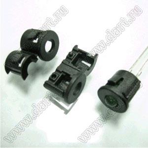 LED3-15M держатель круглого 3мм 2-pin светодиода на корпус; A=6,8мм; B=7,2мм; C=3,0мм; D=6,3мм; нейлон-66 (UL); черный