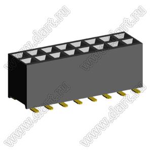 2207SM-16G-45 (2x8) (PBD2-16SM, Molex 78788-1624) розетка прямая двухрядная (гнездо) на плату для поверхностного (SMD) монтажа, шаг 2,00 x 2,00 мм, высота 4,5 мм, 2x8 конт.; P=2.00x2.00; 16S-