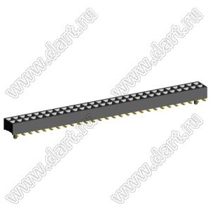 2207SM-56G-24-PG (2x28) розетка прямая двухрядная (гнездо) на плату для поверхностного (SMD) монтажа, шаг 2,00 x 2,00 мм, высота 2,4 мм, 2x28 конт. с направляющими в плату