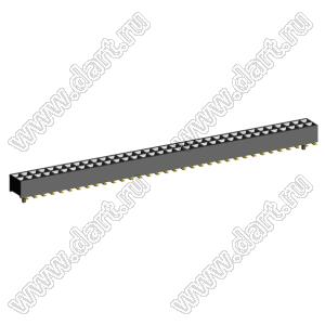 2200SB-068G-SM-23-PG (24200234CWG1MUT01) розетка прямая двухрядная (гнездо) для поверхностного (SMD) монтажа с направляющими на плату; P=1,27x1,27мм; 68-конт.