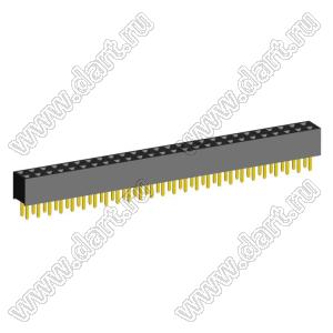 2207S-52G (2x26)(PBD2-52) розетка прямая двухрядная (гнездо) на плату для монтажа в отверстия, шаг 2,00 x 2,00 мм, 2х26 конт.