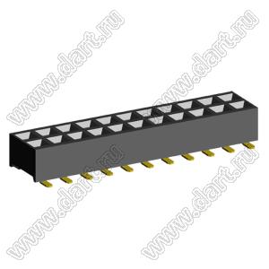 2207SM-22G-24 (2x11) розетка прямая двухрядная (гнездо) на плату для поверхностного (SMD) монтажа, шаг 2,00 x 2,00 мм, высота 2,4 мм, 2x11 конт.