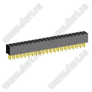 2207S-42G (2x21)(PBD2-42) розетка прямая двухрядная (гнездо) на плату для монтажа в отверстия, шаг 2,00 x 2,00 мм, 2х21 конт.