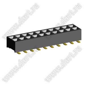 2207SM-20G-24 (2x10) розетка прямая двухрядная (гнездо) на плату для поверхностного (SMD) монтажа, шаг 2,00 x 2,00 мм, высота 2,4 мм, 2x10 конт.