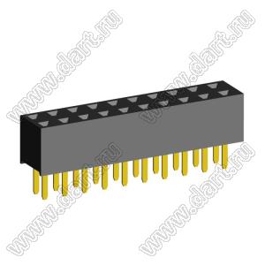 2207S-20G (2x10)(PBD2-20) розетка прямая двухрядная (гнездо) на плату для монтажа в отверстия, шаг 2,00 x 2,00 мм, 2х10 конт.