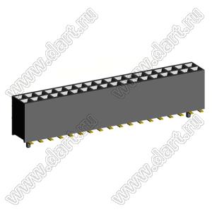 2200SB-036G-SM-45-PG Розетка прямая двухрядная (гнездо) для поверхностного (SMD) монтажа на плату с направляющими, шаг 1,27x1,27мм, h=4,5мм; 2x18конт.