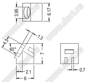 LEDA-4 держатель 3мм светодиода на плату наклонный; C=4,3мм; нейлон-66 (UL); натуральный